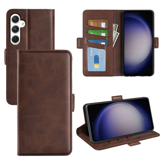 Samsung Galaxy S24 Hoesje - MobyDefend Luxe Wallet Book Case (Sluiting Zijkant) - Bruin