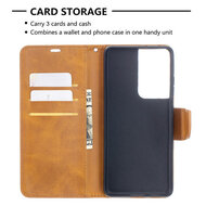 Samsung Galaxy S21 Ultra Hoesje - MobyDefend Wallet Book Case Met Koord - Lichtbruin