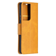 Samsung Galaxy S21 Ultra Hoesje - MobyDefend Wallet Book Case Met Koord - Lichtbruin