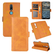 Nokia 2.4 Hoesje - MobyDefend Luxe Wallet Book Case (Sluiting Zijkant) - Lichtbruin