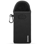 Hoesje voor Samsung Galaxy A12 / M12 - MobyDefend Neopreen Pouch Met Karabijnhaak - Insteekhoesje - Riemlus Hoesje - Zwart