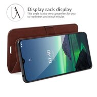 Nokia 1.4 Hoesje - MobyDefend Wallet Book Case (Sluiting Achterkant) - Bruin