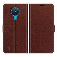 Nokia 1.4 Hoesje - MobyDefend Wallet Book Case (Sluiting Achterkant) - Bruin