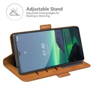 Nokia 1.4 Hoesje - MobyDefend Luxe Wallet Book Case (Sluiting Zijkant) - Lichtbruin