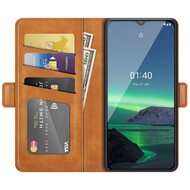 Nokia 1.4 Hoesje - MobyDefend Luxe Wallet Book Case (Sluiting Zijkant) - Lichtbruin