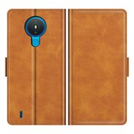 Nokia 1.4 Hoesje - MobyDefend Luxe Wallet Book Case (Sluiting Zijkant) - Lichtbruin