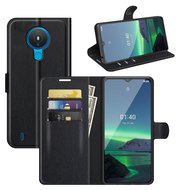 Nokia 1.4 Hoesje - MobyDefend Kunstleren Wallet Book Case (Sluiting Voorkant) - Zwart