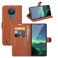 Nokia 1.4 Hoesje - MobyDefend Kunstleren Wallet Book Case (Sluiting Voorkant) - Bruin