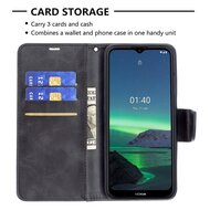 Nokia 1.4 Hoesje - MobyDefend Wallet Book Case Met Koord - Zwart