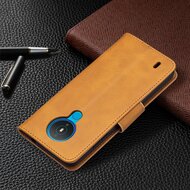 Nokia 1.4 Hoesje - MobyDefend Wallet Book Case Met Koord - Lichtbruin