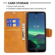 Nokia 1.4 Hoesje - MobyDefend Wallet Book Case Met Koord - Lichtbruin