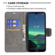 Nokia 1.4 Hoesje - MobyDefend Wallet Book Case Met Koord - Grijs