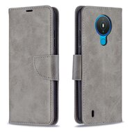 Nokia 1.4 Hoesje - MobyDefend Wallet Book Case Met Koord - Grijs