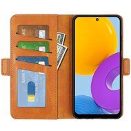 Samsung Galaxy M52 Hoesje - MobyDefend Luxe Wallet Book Case (Sluiting Zijkant) - Lichtbruin