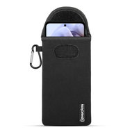 Hoesje voor Motorola Moto G31 / Moto G41, MobyDefend Neopreen Pouch Met Karabijnhaak, Insteekhoesje, Riemlus Hoesje, Zwart