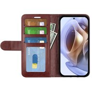 Motorola Moto G31 / Moto G41 Hoesje - MobyDefend Wallet Book Case (Sluiting Achterkant) - Bruin