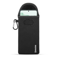 Hoesje voor Samsung Galaxy S22 Plus (S22+) - MobyDefend Neopreen Pouch Met Karabijnhaak - Insteekhoesje - Riemlus Hoesje - Zwart