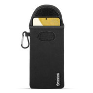 Hoesje voor Samsung Galaxy S22 - MobyDefend Neopreen Pouch Met Karabijnhaak - Insteekhoesje - Riemlus Hoesje - Zwart