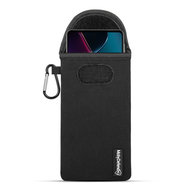 Hoesje voor Motorola Edge 30 Pro - MobyDefend Neopreen Pouch Met Karabijnhaak - Insteekhoesje - Riemlus Hoesje - Zwart