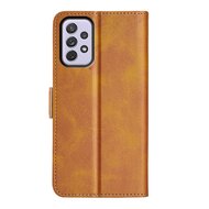 Samsung Galaxy A73 Hoesje - MobyDefend Luxe Wallet Book Case (Sluiting Zijkant) - Lichtbruin