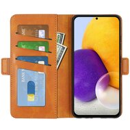 Samsung Galaxy A73 Hoesje - MobyDefend Luxe Wallet Book Case (Sluiting Zijkant) - Lichtbruin