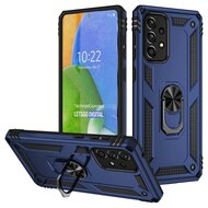 Samsung Galaxy A73 Hoesje - MobyDefend Pantsercase Met Draaibare Ring - Blauw