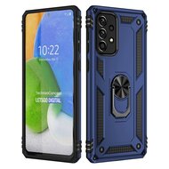 Samsung Galaxy A73 Hoesje - MobyDefend Pantsercase Met Draaibare Ring - Blauw