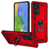 Samsung Galaxy A73 Hoesje - MobyDefend Pantsercase Met Draaibare Ring - Rood