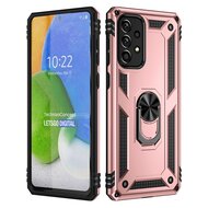 Samsung Galaxy A73 Hoesje - MobyDefend Pantsercase Met Draaibare Ring - Ros&eacute;