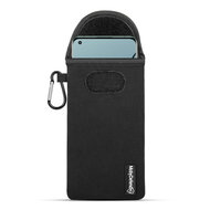 Hoesje voor OnePlus 10 Pro - MobyDefend Neopreen Pouch Met Karabijnhaak - Insteekhoesje - Riemlus Hoesje - Zwart