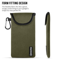 Hoesje voor Samsung Galaxy Note 10 Lite, MobyDefend Neopreen Pouch Met Karabijnhaak, Insteekhoesje, Riemlus Hoesje, Groen