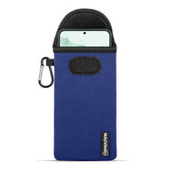 Hoesje voor Samsung Galaxy S22 Plus (S22+) - MobyDefend Neopreen Pouch Met Karabijnhaak - Insteekhoesje - Riemlus Hoesje - Blauw