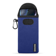 Hoesje voor Motorola Moto G22 - MobyDefend Neopreen Pouch Met Karabijnhaak - Insteekhoesje - Riemlus Hoesje - Blauw