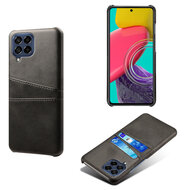 Samsung Galaxy M53 Hoesje - MobyDefend Lederen Backcover Met Vakjes Voor Pasjes - Zwart