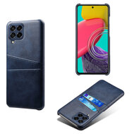 Samsung Galaxy M53 Hoesje - MobyDefend Lederen Backcover Met Vakjes Voor Pasjes - Blauw