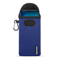 Hoesje voor Motorola Moto G42 - MobyDefend Neopreen Pouch Met Karabijnhaak - Insteekhoesje - Riemlus Hoesje - Blauw