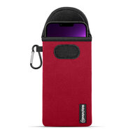 Hoesje voor iPhone 13 Pro Max - MobyDefend Neopreen Pouch Met Karabijnhaak - Insteekhoesje - Riemlus Hoesje - Rood