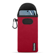 Hoesje voor Motorola Moto G62 - MobyDefend Neopreen Pouch Met Karabijnhaak - Insteekhoesje - Riemlus Hoesje - Rood