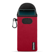 Hoesje voor Sony Xperia 5 IV - MobyDefend Neopreen Pouch Met Karabijnhaak - Insteekhoesje - Riemlus Hoesje - Rood