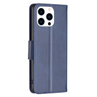 iPhone 14 Pro Hoesje - MobyDefend Wallet Book Case Met Koord - Blauw