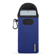 Hoesje voor Xiaomi 12T / 12T Pro - MobyDefend Neopreen Pouch Met Karabijnhaak - Insteekhoesje - Riemlus Hoesje - Blauw