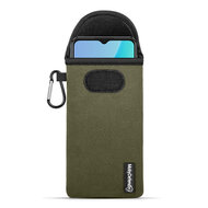 Hoesje voor Oppo A57 / A57s / A77 - MobyDefend Neopreen Pouch Met Karabijnhaak - Insteekhoesje - Riemlus Hoesje - Groen