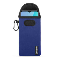 Hoesje voor Oppo A57 / A57s / A77 - MobyDefend Neopreen Pouch Met Karabijnhaak - Insteekhoesje - Riemlus Hoesje - Blauw