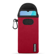 Hoesje voor Oppo A57 / A57s / A77 - MobyDefend Neopreen Pouch Met Karabijnhaak - Insteekhoesje - Riemlus Hoesje - Rood