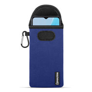 Hoesje voor Oppo A17 - MobyDefend Neopreen Pouch Met Karabijnhaak - Insteekhoesje - Riemlus Hoesje - Blauw