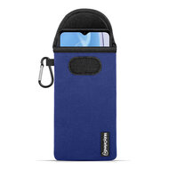 Hoesje voor Motorola Moto E22 / E22i - MobyDefend Neopreen Pouch Met Karabijnhaak - Insteekhoesje - Riemlus Hoesje - Blauw