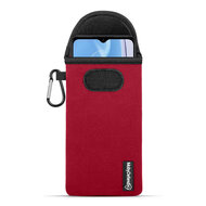 Hoesje voor Motorola Moto E22 / E22i - MobyDefend Neopreen Pouch Met Karabijnhaak - Insteekhoesje - Riemlus Hoesje - Rood