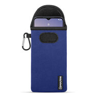 Hoesje voor Nokia G11 Plus - MobyDefend Neopreen Pouch Met Karabijnhaak - Insteekhoesje - Riemlus Hoesje - Blauw