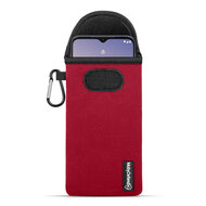 Hoesje voor Nokia G11 Plus - MobyDefend Neopreen Pouch Met Karabijnhaak - Insteekhoesje - Riemlus Hoesje - Rood