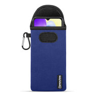 Hoesje voor Xiaomi Redmi 10A - MobyDefend Neopreen Pouch Met Karabijnhaak - Insteekhoesje - Riemlus Hoesje - Blauw